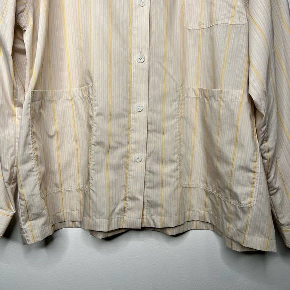 Nap Recliner Classic PJ Shirt Pajama in Stripe Yellow Tan Size Medium - Picture 5 of 10